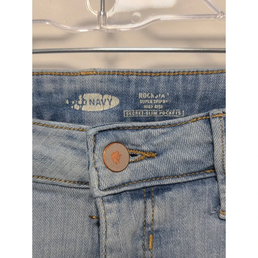Old Navy High-Waisted Rockstar Super Skinny‎ Jeans Distressed Hem Size 6